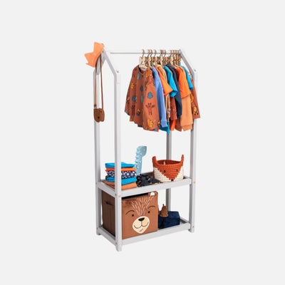 House Shaped Clothing Rack with Storage