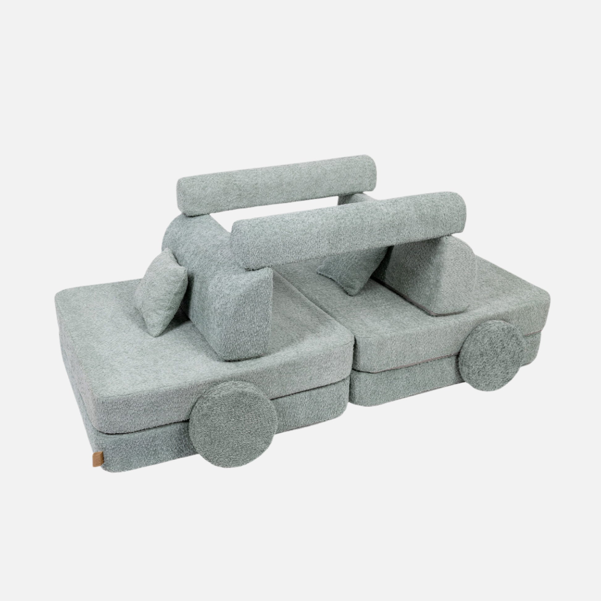 Large Modular Sofa for Kids - Premium Boucle, Fresh Mint
